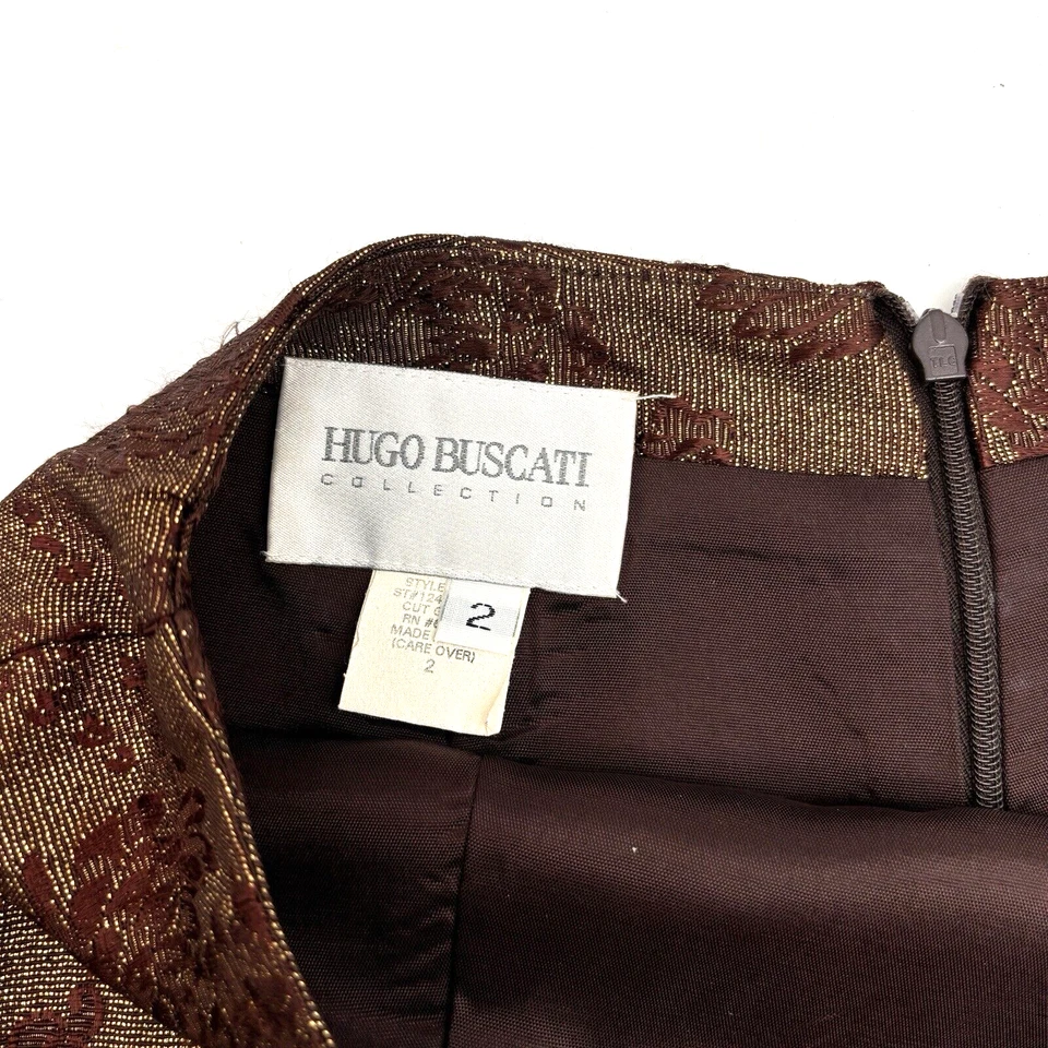 Minifalda vintage años 90 Hugo Buscati colección metalizada dorada floral 2 24x16" Foto 3 de 4