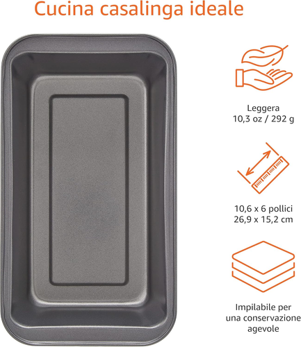 Amazon Basics - Teglia per Pane in Acciaio Al Carbonio Antiaderente, Confezione - Foto 4 di 12