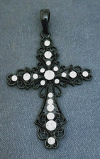 Very Nice 4" Cross Pendant Faux Jewels