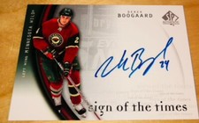 Derek Boogaard 2005-06 SP Authentic Sign Of The Times Rookie Card Auto RARE A