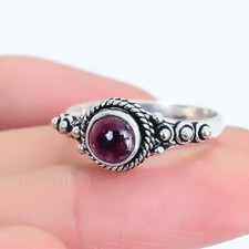 Brazilian Garnet Gemstone Handmade Ethnic Silver Jewelry Ring RSU37
