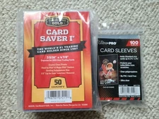 50 CARDBOARD GOLD CBG CARD SAVER 1'S & 100 ULTRA PRO TRADING CARD PENNY SLEEVES