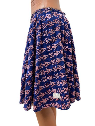 Odd Molly Size 1 - S Women's Skirt Blue Pink Embroidered Midi Calf Length - Picture 6 of 9