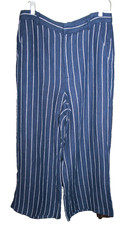 RALPH LAUREN Wide Leg Pants 100 Linen Stripe Women's 8