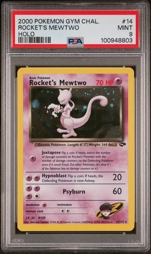2000 Gym Challenge Rocket's Mewtwo Holo #14 PSA 9 SWIRL