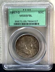1957 D Franklin Half Dollar PCGS MS66FBL Full Bell Lines-Early VTG PCGS Holder!