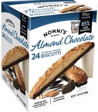Nonni's Almond Chocolate Biscotti, 24 Count, Dark Chocolate Dipped, Individually