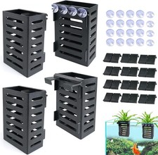Aquarium Plant Holder 4 PCS Hanging Pot with 24 Hooks 20 Suction Cups