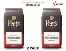 Peet's Major Dickason Dark Roast Ground Coffee  2 Pack  Arabica, 10.5 oz