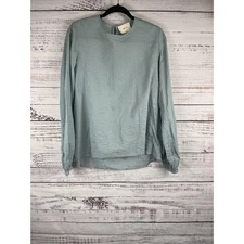 Matin Shirt Women's Medium Blue Long Sleeve Textured 100% Cotton Australia Top