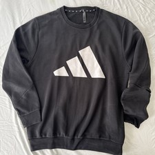 ADIDAS SPORTSWEAR FUTURE ICONS WINTER SWEATSHIRT BLACK ZIP SLEEVE POCKET LARGE