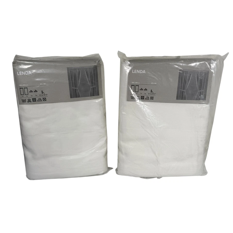 NWT IKEA Lenda White Tie Back 2 Pairs Curtain Panel Tab Top 55 X 118" - Image 4 of 4