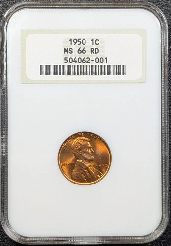 1950 Copper Lincoln Wheat Cent 1C OLD FATTY NGC MS66 RD BEAUTIFUL! - Ships Free!