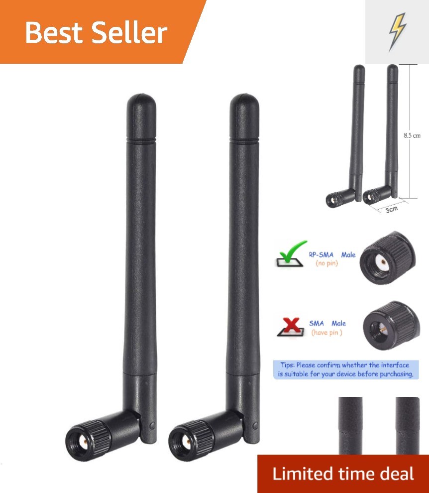 Dual Band WiFi 2.4GHz 5GHz 5.8GHz 3dBi MIMO RP-SMA Male Bluetooth Antenna 2-P...