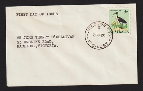 AUSTRALIA 1965 UNOFFICIAL FDC WITH 3/- IBIS ADDRESSED