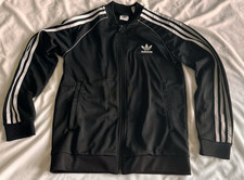 Adidas Jacket Black With White Stripes Kids Medium size 11-12Y