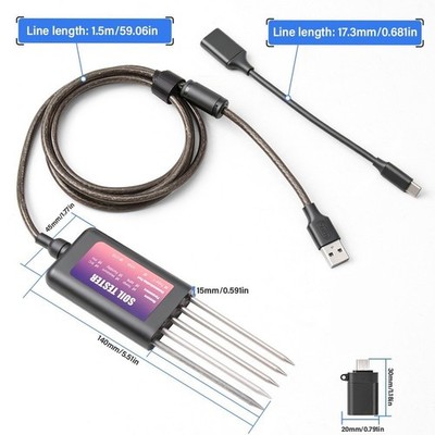 Garten Bodentester mit 8 Funktionen und Schutzart IP68 NPK pH Luftfeuchtigkeit T