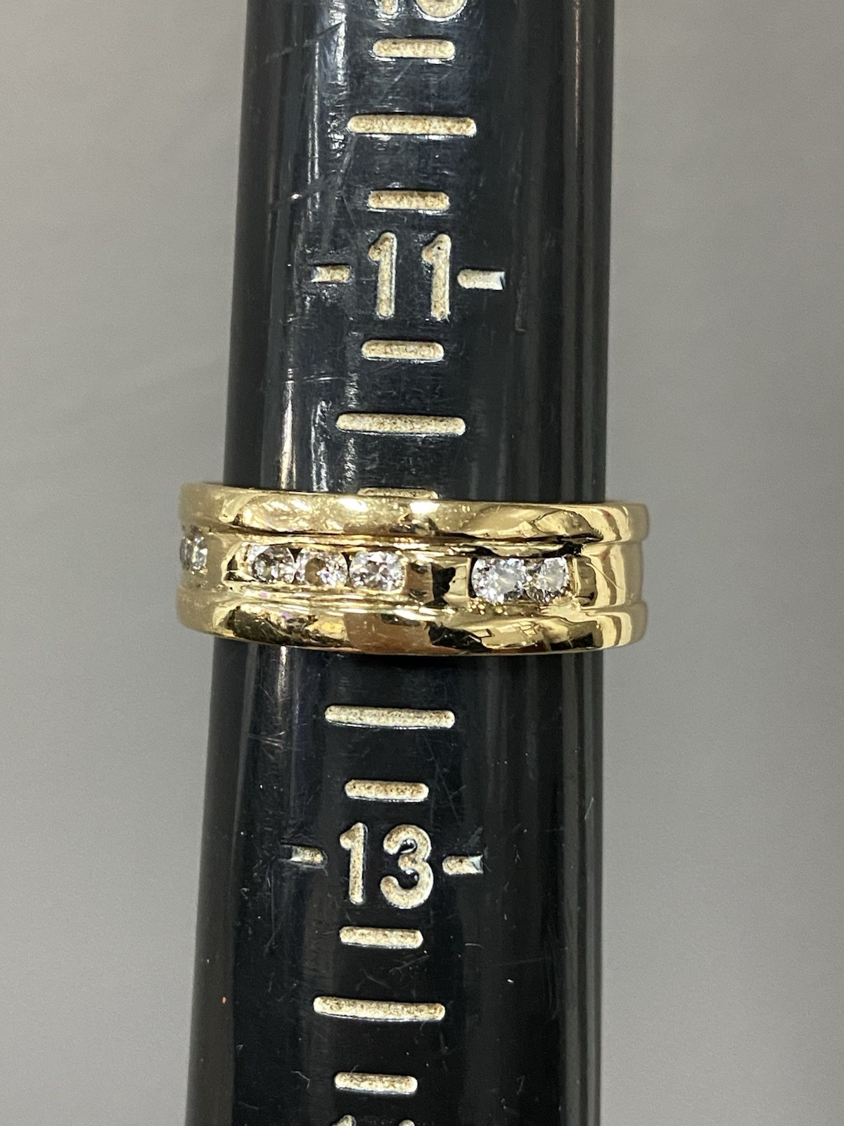 Mens 750 18K Yellow Gold Diamond Band 8mm - image 12