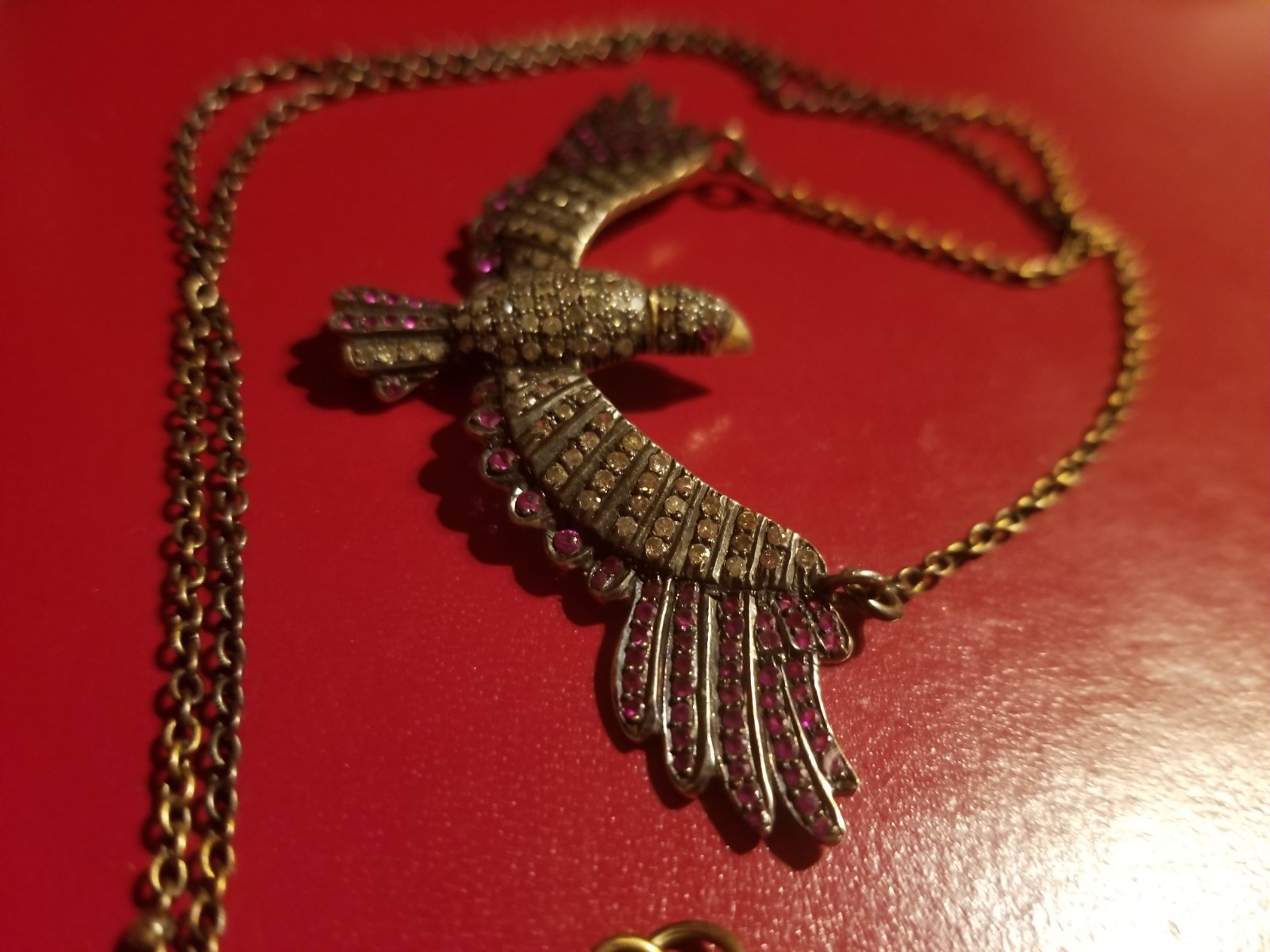 Stunning Soaring Bird Diamond Ruby Gold Plated 92… - image 8