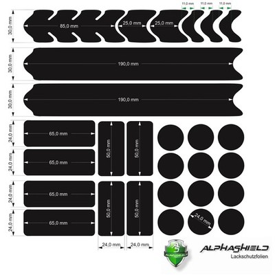 34 Pièces Set Velo Cadre Film Autocollant Protection MTB Orange Fluo V1