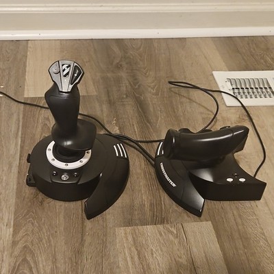 Thrustmaster Joystick Flight Stick Controller Set Black Wired Plastic