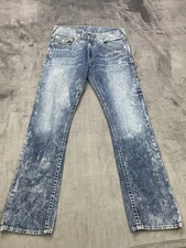 True Religion Men’s World Tour Straight Light Acid Wash Denim Jeans Size 33X33