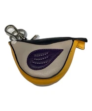 LOEWE Bird Charm Key Chain Ring Coin Case Pouch Purple Yellow Zipper Authentic