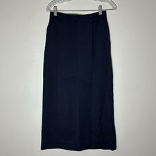 Ralph Lauren Wool Maxi Skirt Pencil Wrap VTG Black Label Navy Sz 8 Designer READ