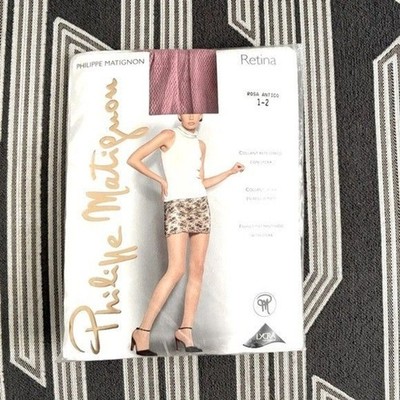 VTG NEW Philippe Matignon Rose Pink Fishnet Tights Size S/M