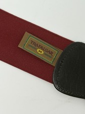 Trafalgar Suspenders Navy Burgundy Stripe Button Braces Leather Ends