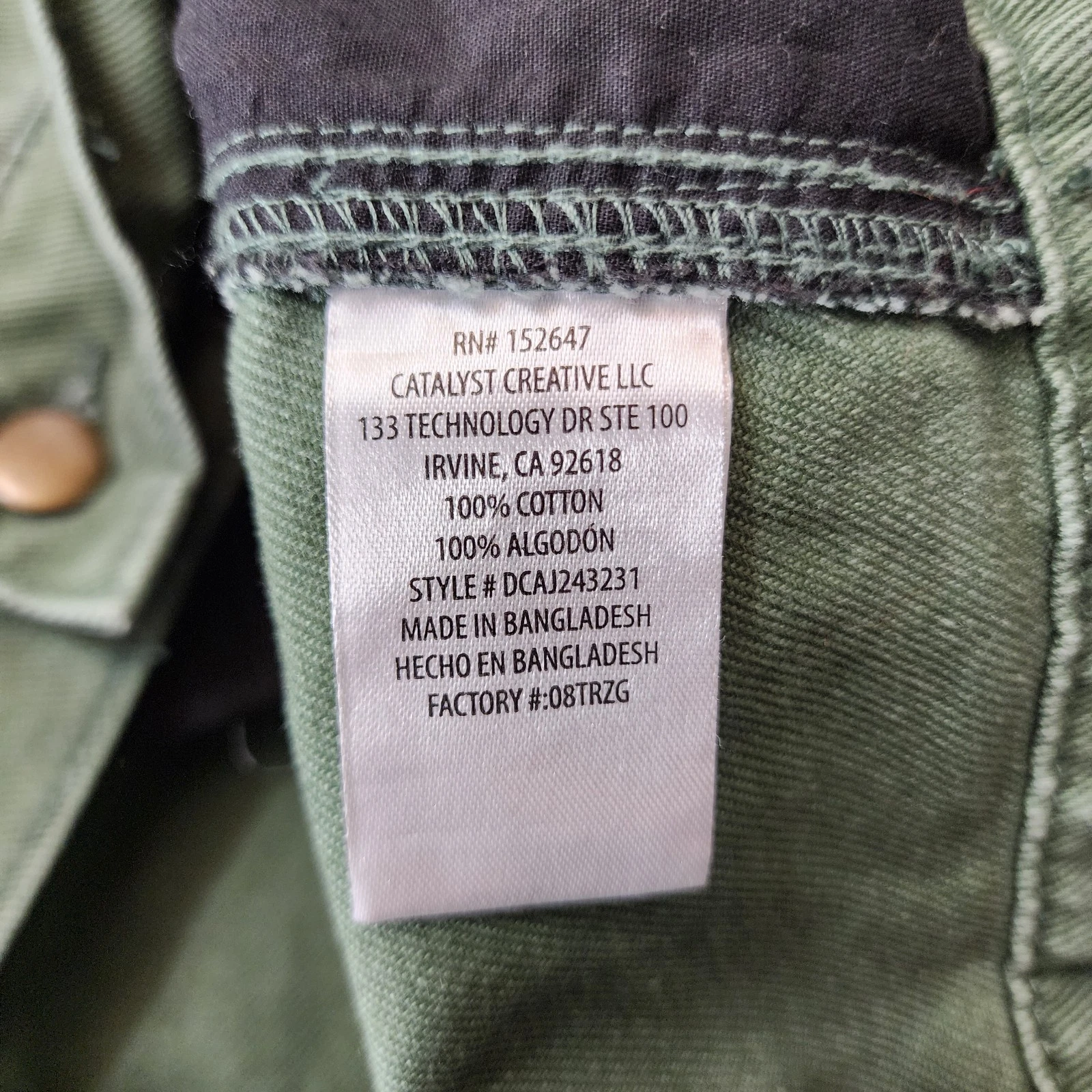 VALOR Collective Jacket Mens XL Green Chore Cropped Corduroy Collar Canvas Barn image 10