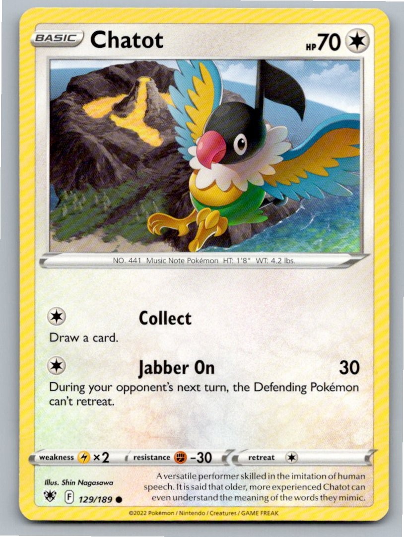 2022 POKEMON CHATOT ASTRAL RADIANCE 129/189 C NM A91709 FREE S&H
