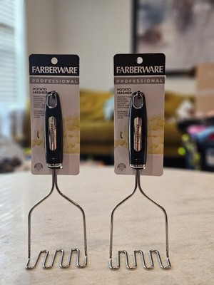 Farberware Professional Stainless Steel Potato Masher with Black Handle LOT OF 2
