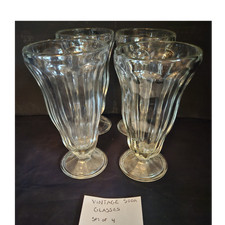 Vintage Clear Soda Glasses Set of 4, Unmarked...