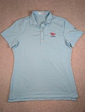 Peter Millar LACC 123rd U.S. Open Womens Medium Golf Polo Blue Stripe
