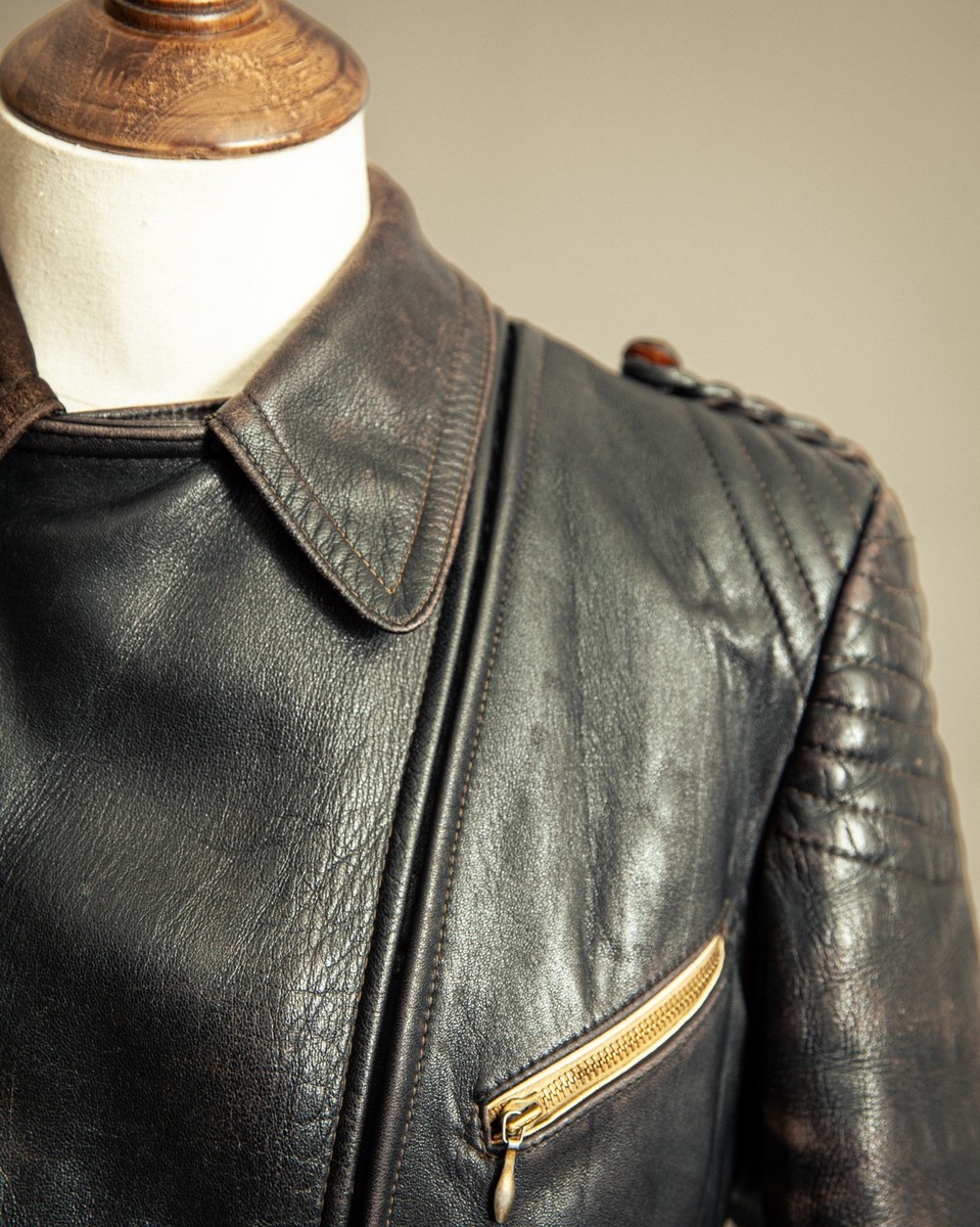 Vintage 1940s German Horsehide Leather Motorcycle Jacket | Size 38