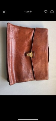 The Bridge Vintage Leather Business Shopper Briefcase and Laptop Bag Brown