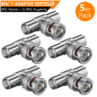 5x BNC T Adapter Verteiler IN OUT Splitter 1x Stecker auf 2x Buchse Kupplung