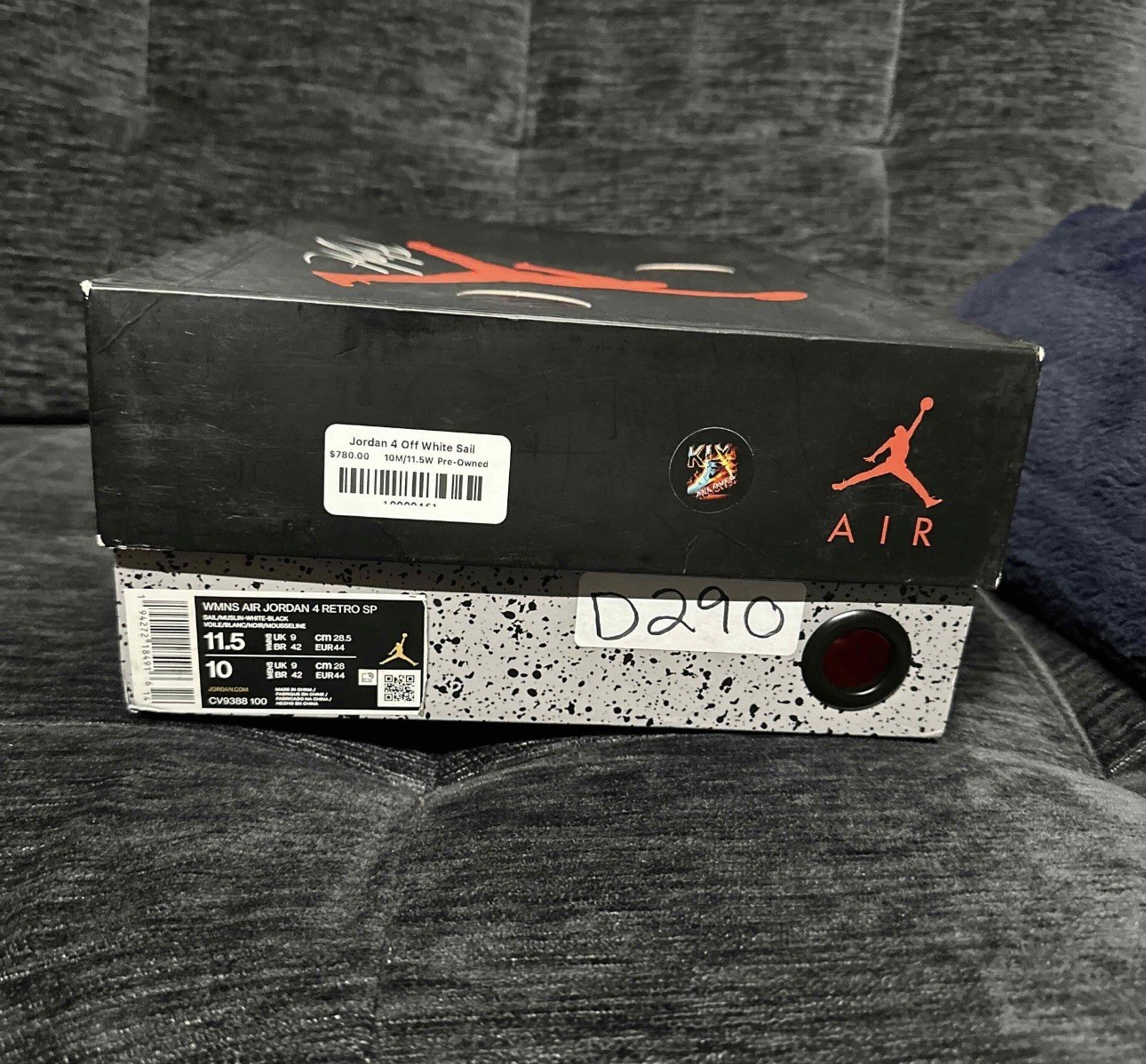 Size 10M/11.5W - Air Jordan 4 Retro Off-White Sail 2020 Pre-Owned CV9388-100 thumbnail 7