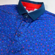 Redvanly Ashland Golf Polo Men's M Blue Floral Stretch Performance Logo Shirt