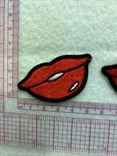 Red Hot Lips Embroidered Iron On Patch New