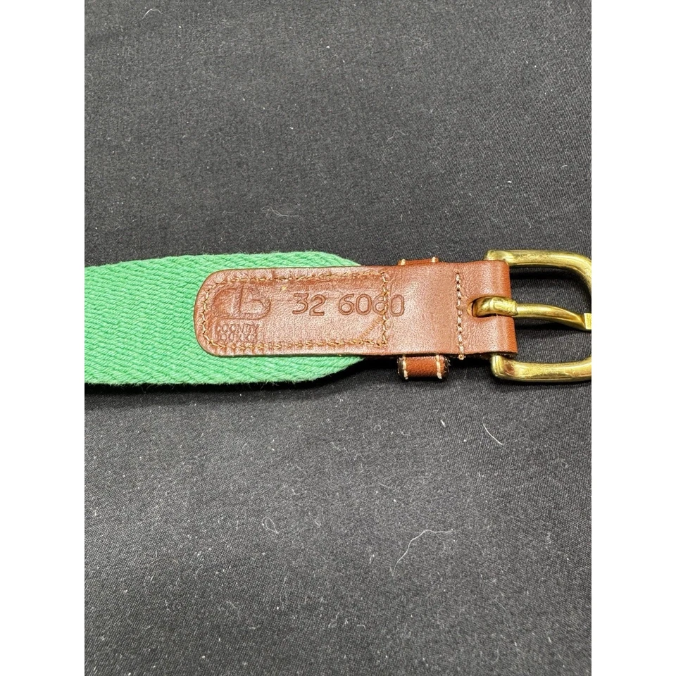 Cinturón Dooney & Bourke Vintage Cuero Marrón Lona Verde Talla 32 Preppy Beach Ware Foto 3 de 4