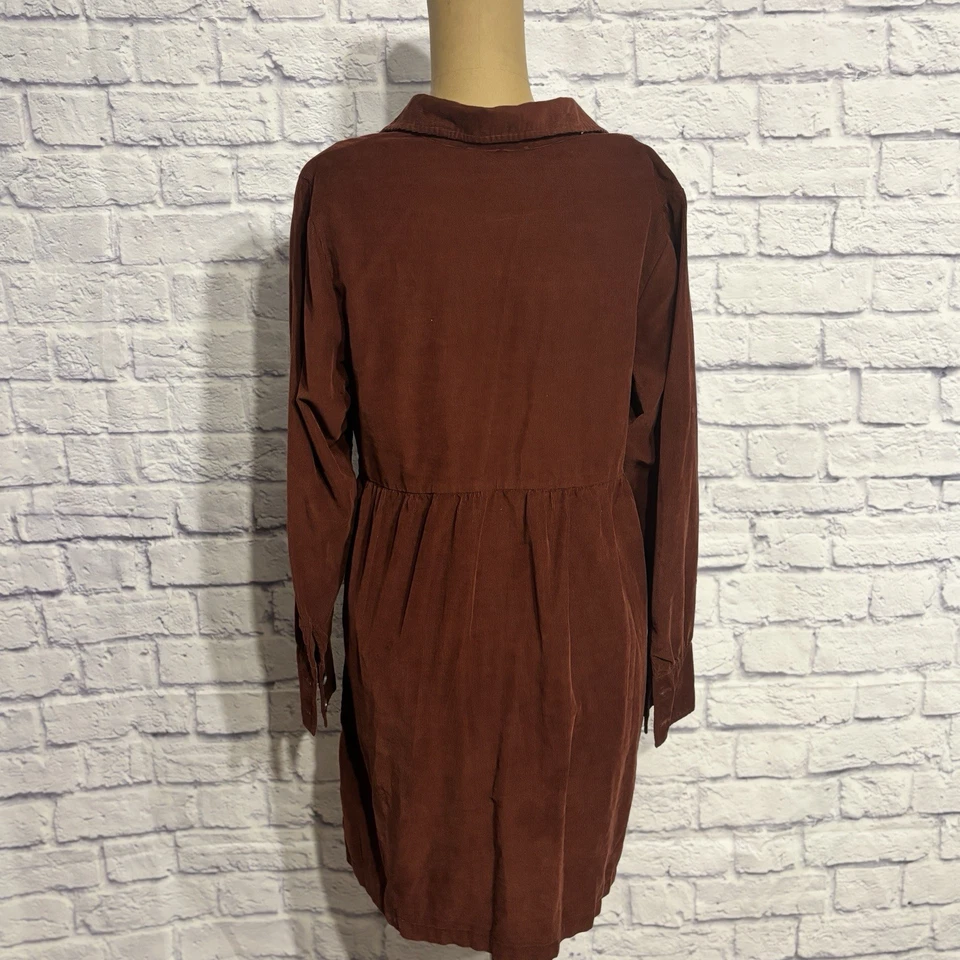 Nine West Rust Corduroy Shirt Dress XS Button Long Sleeve Cottagecore Fall - Image 3 of 4
