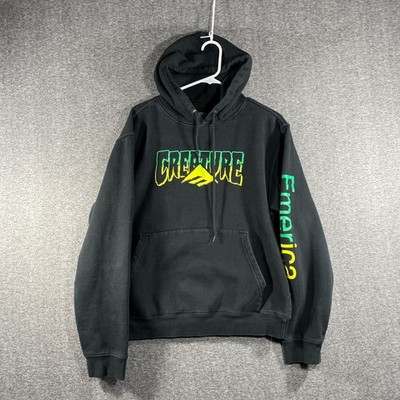 CREATURE Skateboarding Emerica Hoodie Mens Medium Skater Green Yellow Faded Y2k