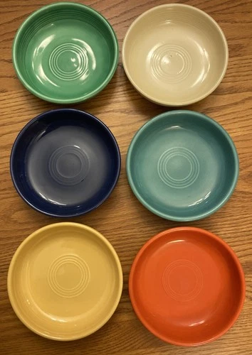 Vintage Fiestaware - 6" dessert bowl set in all six original colors (1936-1960)
