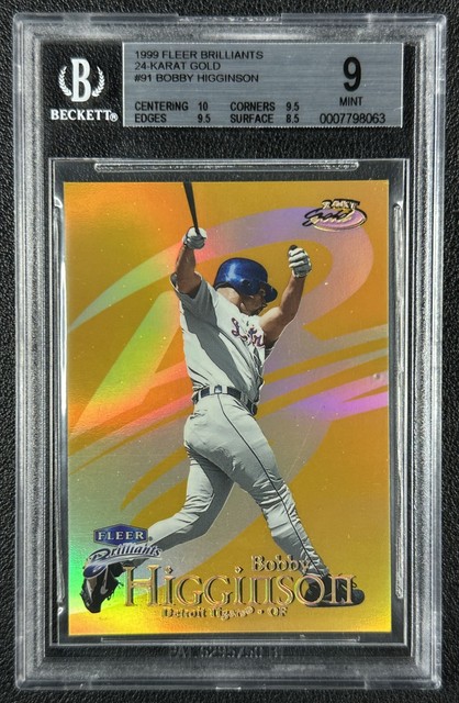 BOBBY HIGGINSON BGS 9 1999 FLEER BRILLIANTS #91TG 24 KARAT GOLD 24K 11/24 TIGERS