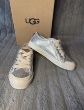 New UGG Mikki Silver Trainers Sneakers Girls Size Uk 9