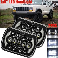 For Jeep Cherokee XJ YJ 7x6" 5x7" LED Headlight Halo DRL Hi/Lo Sealed Beam Lamp