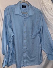 Chaps Wrinkle-Free Dress Shirt 17.5 34/35 Blue Oxford Long Sleeve Men’s 