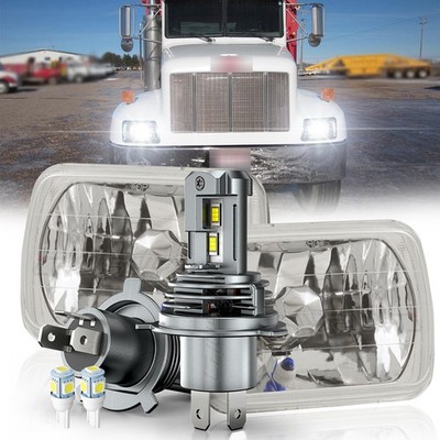 2PCS 7x6'' 5x7'' Square LED Headlights Hi&Lo Fit 1995-2005 Peterbilt 330 Truck